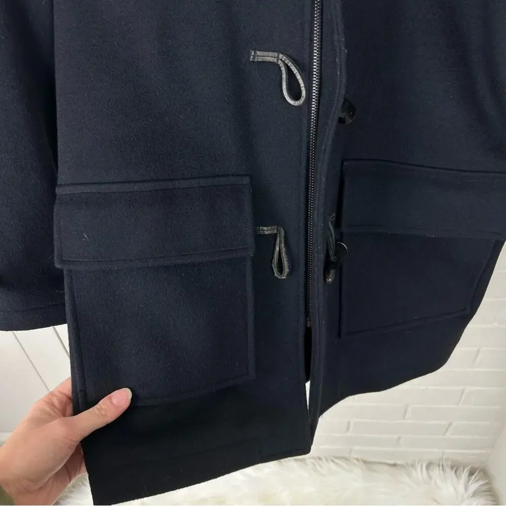 Lands’ End Navy 100% Wool Toggle Coat Size M 10-12 - Picture 6 of 16